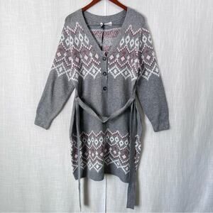 Lucky Brand NWT Fair Isle Grey Diamond Sweater Dress Size 1X